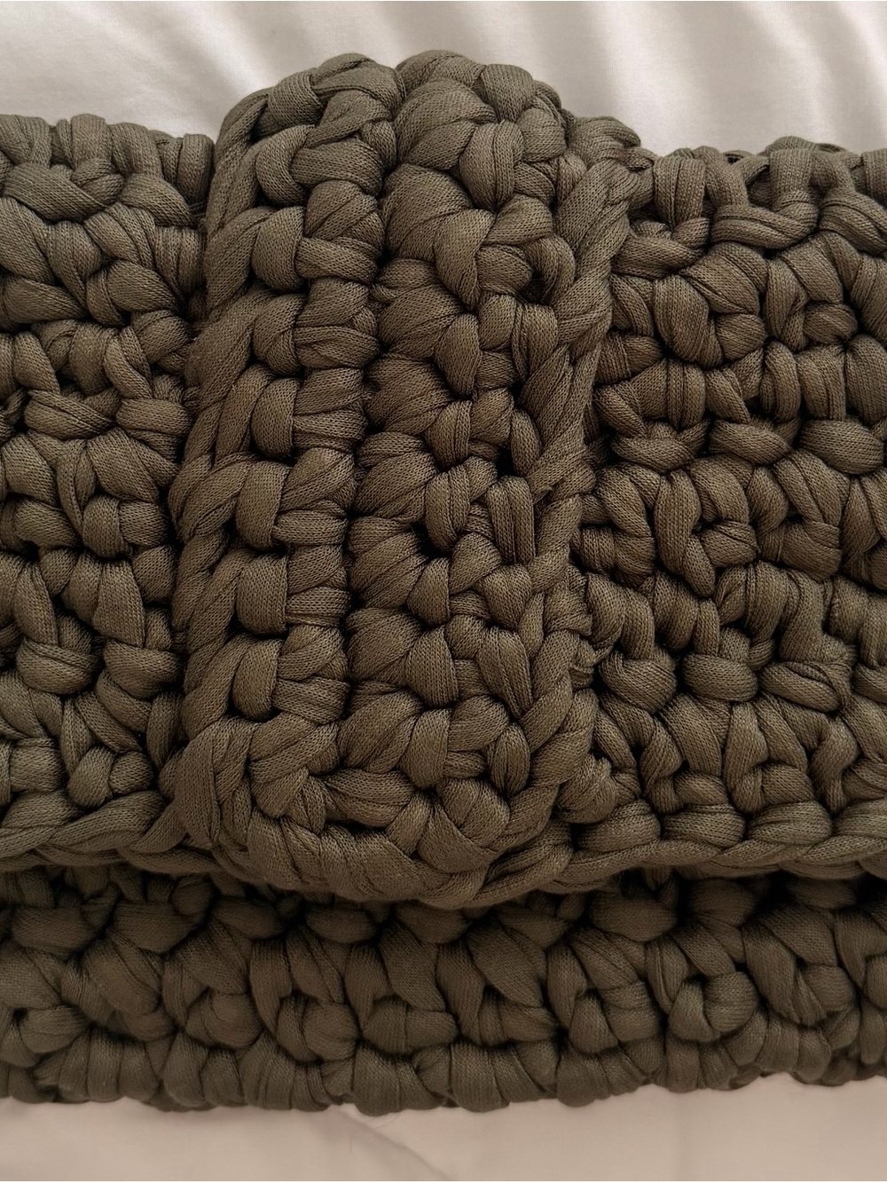 Handmade Chunky Knit Olive Purse / Clutch